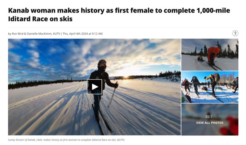 KUTV: Kanab woman makes history as first female to complete 1,000-mile Iditarod race on skis
