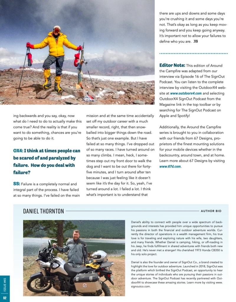Outdoor X4 Magazine issue 45, Around the Campfire feature - scanned page 7 of 8